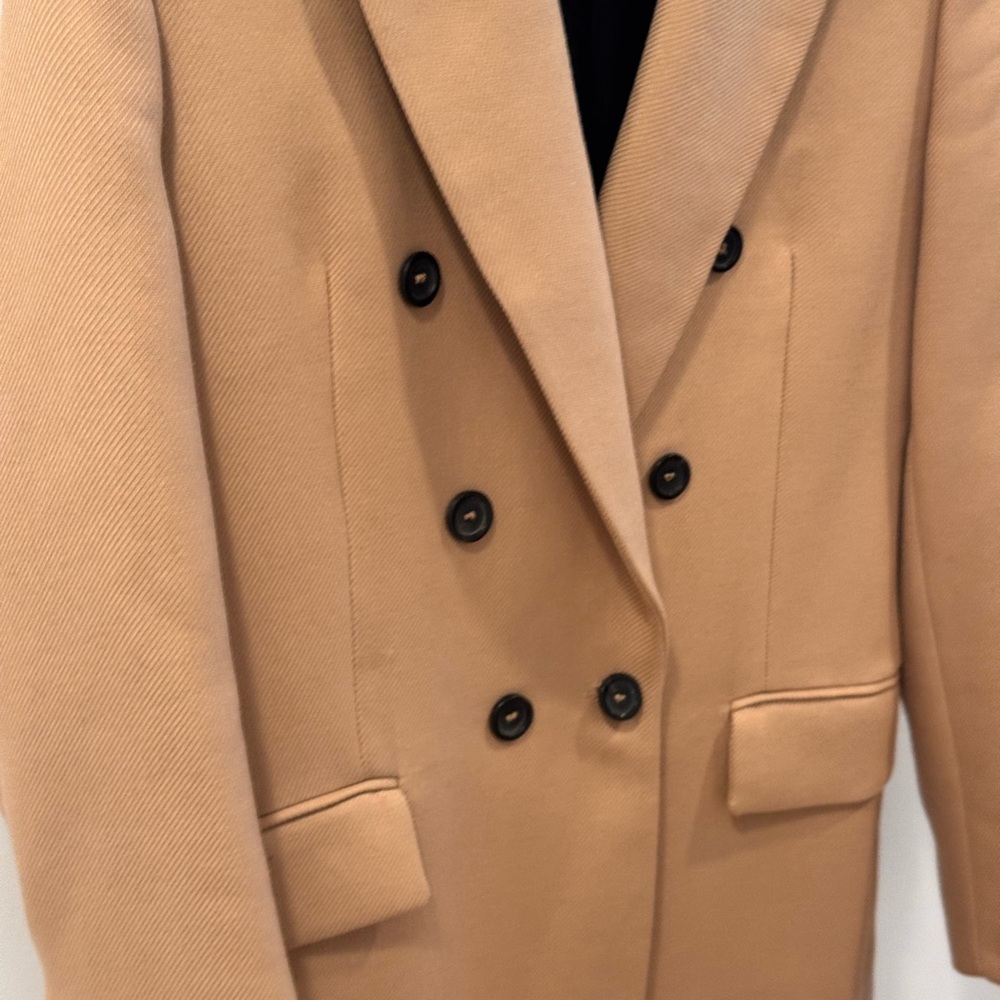 Zara Camel Double-Breasted Coat - Picture 4 of 6